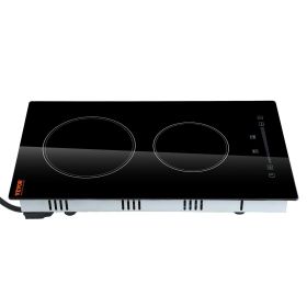 VEVOR Built in Electric Stove Top, 20 x 11.6 inch 2 Burners, 110V Glass Radiant Cooktop with Sensor Touch Control, Timer & Child Lock Included