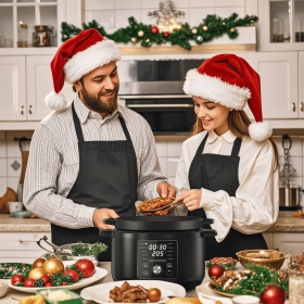 6-Quart Enameled Cast Iron Dutch Oven - 1500W Large Electric Cooking Pot with 10-in-1 Multi-Functional Cooking Modes, Slow Cook, Saute, Soup Broth