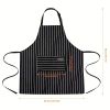 1pc Black Apron, Unisex Adjustable Bib Apron With 2 Pockets, Cooking Kitchen Apron For Women Men, Kitchen BBQ Apron