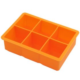 1pc Ice Cube Trays With Lid; Food Grade Silicone 6 Grid Ice Cube Mold; Flexible Easy Release Square Shaped Ice Maker; Kitchen Gadgets (Color: 6 Ice Trays With Lids - Orange)