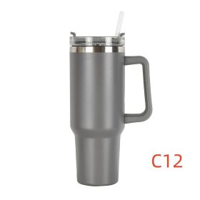 40 oz. With Logo Stainless Steel Thermos Handle Water Glass With Lid And Straw Beer Glass Car Travel Kettle Outdoor Water Bottle (capacity: 1200ml, Color: C12)