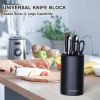 Knife Block Holder, Cookit Universal Knife Block without Knives, Unique Double-Layer Wavy Design, Round Black Knife Holder for Kitchen