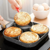 1pc Fry Pan For Egg, Non Stick Ham Pancake Maker, Egg Burger Pan With Wooden Handle, 4 Holes, For Induction Cooker Gas Stove