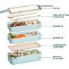 1 set 3-in-1 Bento Box Set - Microwave and Dishwasher Safe Lunch Box with Dividers and Utensils - Perfect for School, Travel, and Snacks